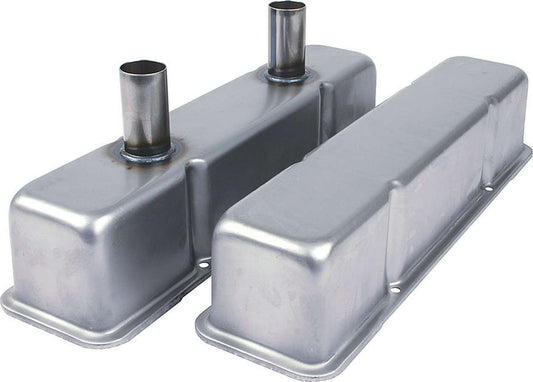Allstar Performance Valve Covers SBC Steel Raw with Tubes ALL26143