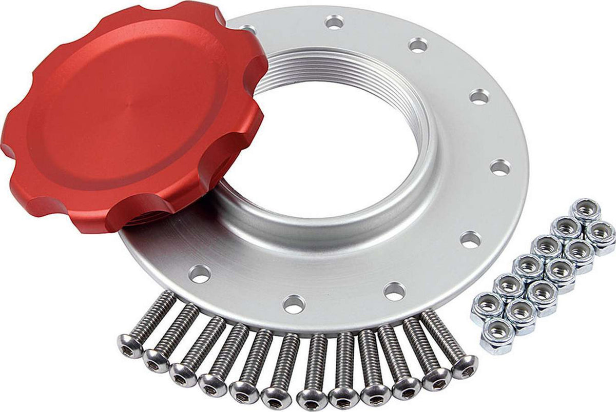 Allstar Performance Fuel Cell Cap and Bung RCI/JAZ 12-bolt Red ALL40133