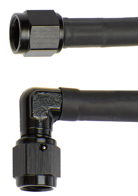 Allstar Performance Coated Braided Line 12in #4 Hose -4 90 Degree/-4 Straight ALL48400
