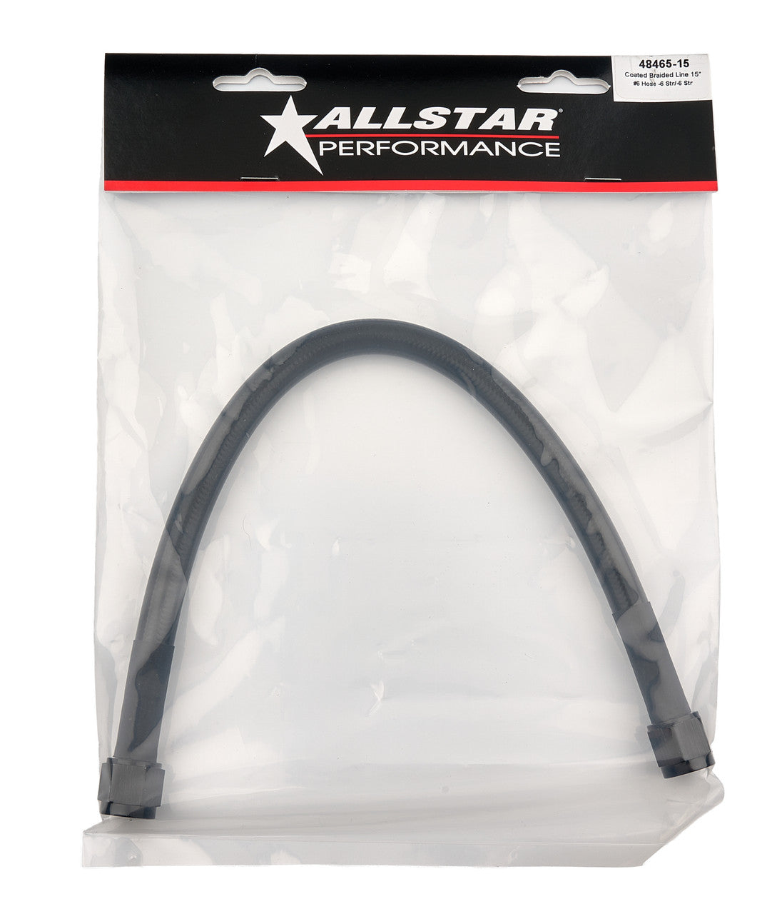 Allstar Performance Coated Braided Line 15" #6 Hose -6 Straight/-6 Straight ALL48465-15