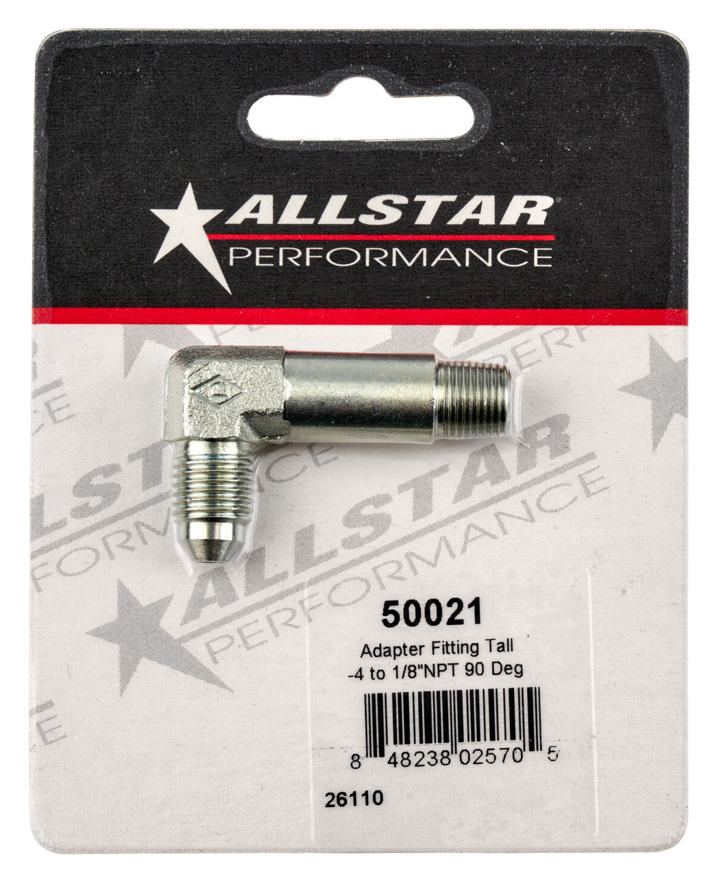 Allstar Performance Adapter Fitting Tall -4 To 1/8 NPT 90 Degree ALL50021