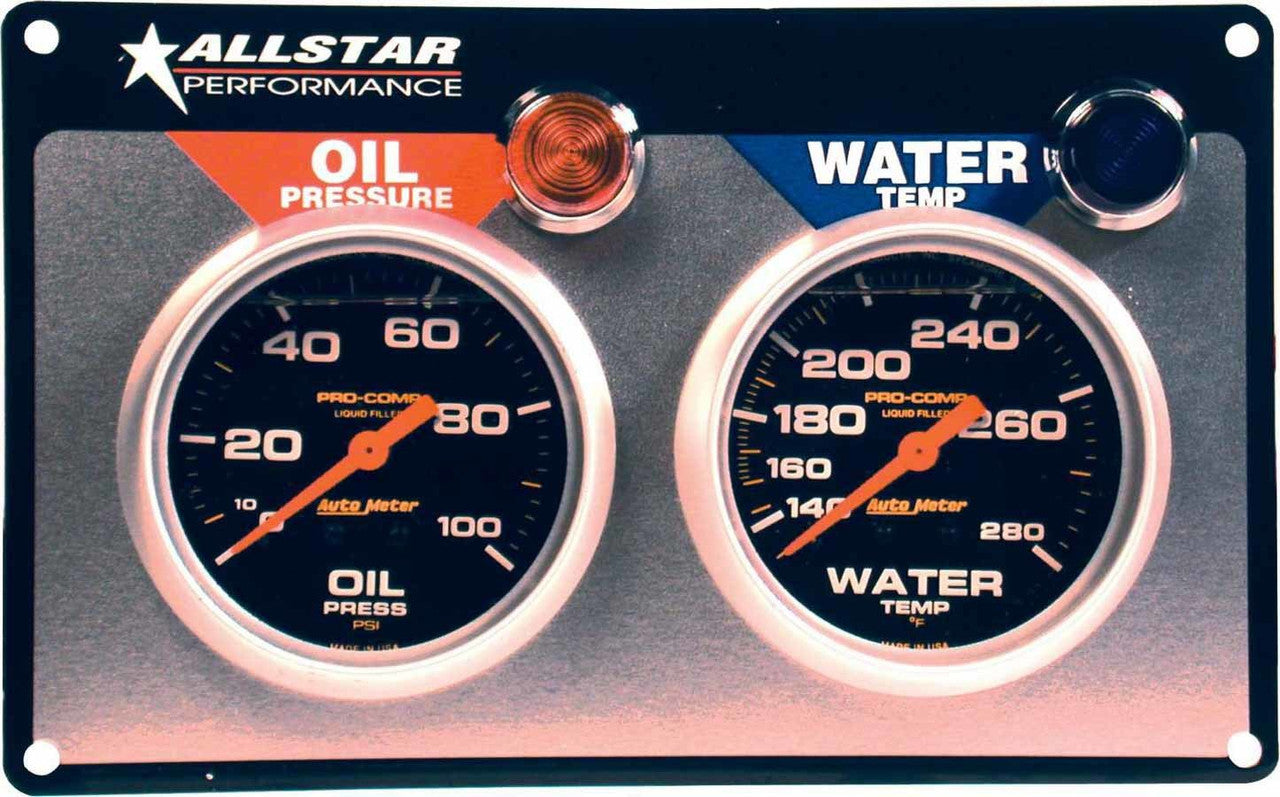 Allstar Performance 2 Gauge Panel A/M OP/WT Liquid Filled ALL80120