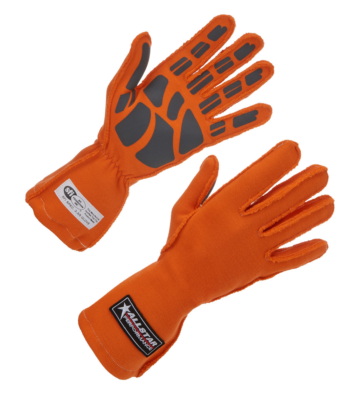 Allstar Performance Driving Gloves SFI 3.3/5 Outseam D/L MD Orange ALL916042