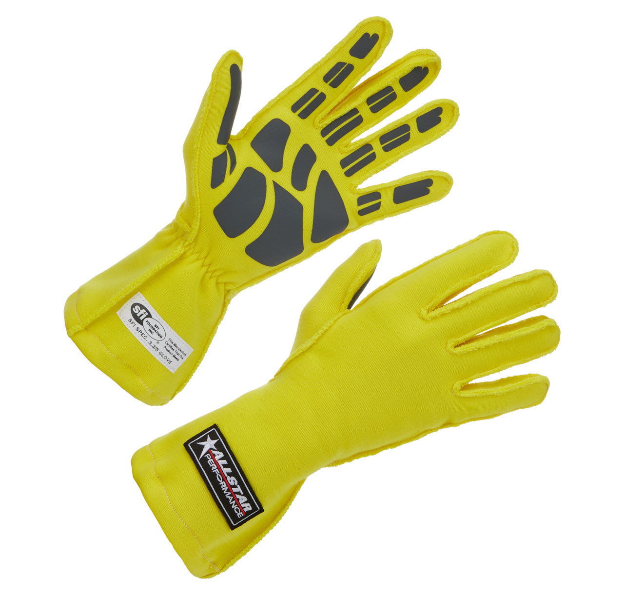 Allstar Performance Driving Gloves SFI 3.3/5 Outseam D/L MD Yellow ALL916092