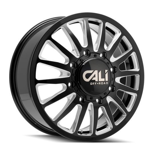 Cali Off-Road Summit Dually Front 22x8.25 8x165.1 115mm Gloss Black Milled Wheel 9110D-22881BMF115