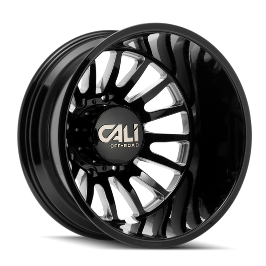 Cali Off-Road Summit Dually Rear 22x8.25 8x165.1 -192mm Gloss Black Milled Wheel 9110D-22881BMR192
