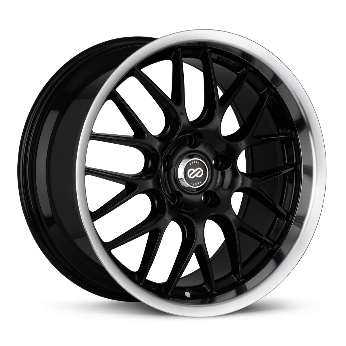 Enkei Lusso 18x7.5 42mm Offset 5x114.3 Bolt Pattern 72.6 Bore Black w/ Machined Lip Wheel