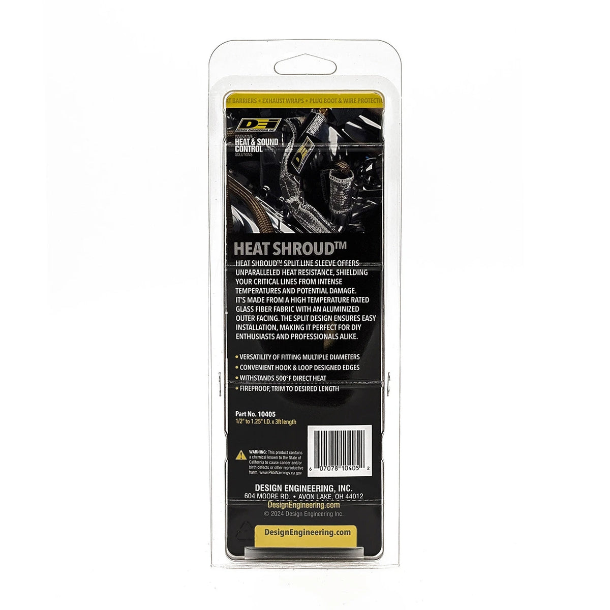 DEI Heat Shroud 1in I.D. x 3ft - Aluminized Sleeving - Hook and Loop Edge