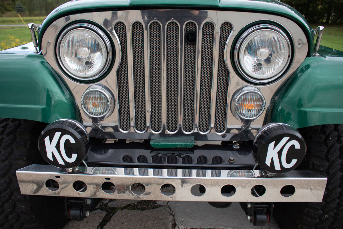 Kentrol 50429 54in Front Bumper with License Plate Holes for 1955-1986 Jeep CJ5 CJ7 CJ8 - Powdercoat Black