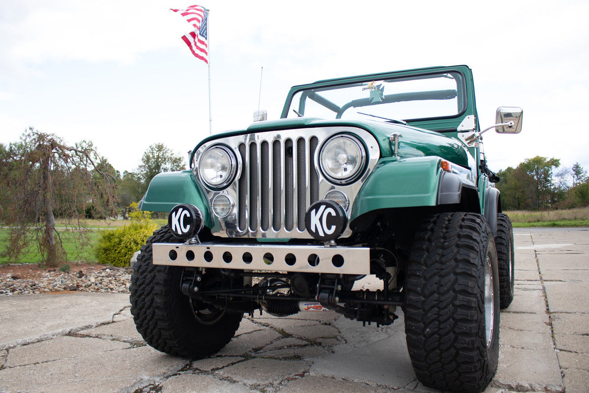 Kentrol 50429 54in Front Bumper with License Plate Holes for 1955-1986 Jeep CJ5 CJ7 CJ8 - Powdercoat Black