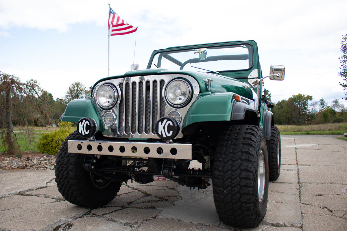Kentrol 50429 54in Front Bumper with License Plate Holes for 1955-1986 Jeep CJ5 CJ7 CJ8 - Powdercoat Black