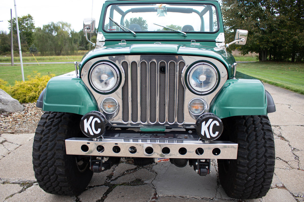 Kentrol 50429 54in Front Bumper with License Plate Holes for 1955-1986 Jeep CJ5 CJ7 CJ8 - Powdercoat Black