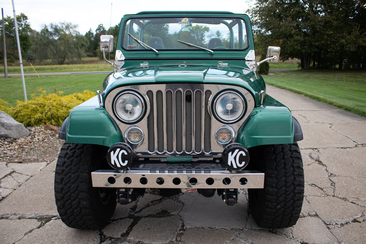 Kentrol 50429 54in Front Bumper with License Plate Holes for 1955-1986 Jeep CJ5 CJ7 CJ8 - Powdercoat Black