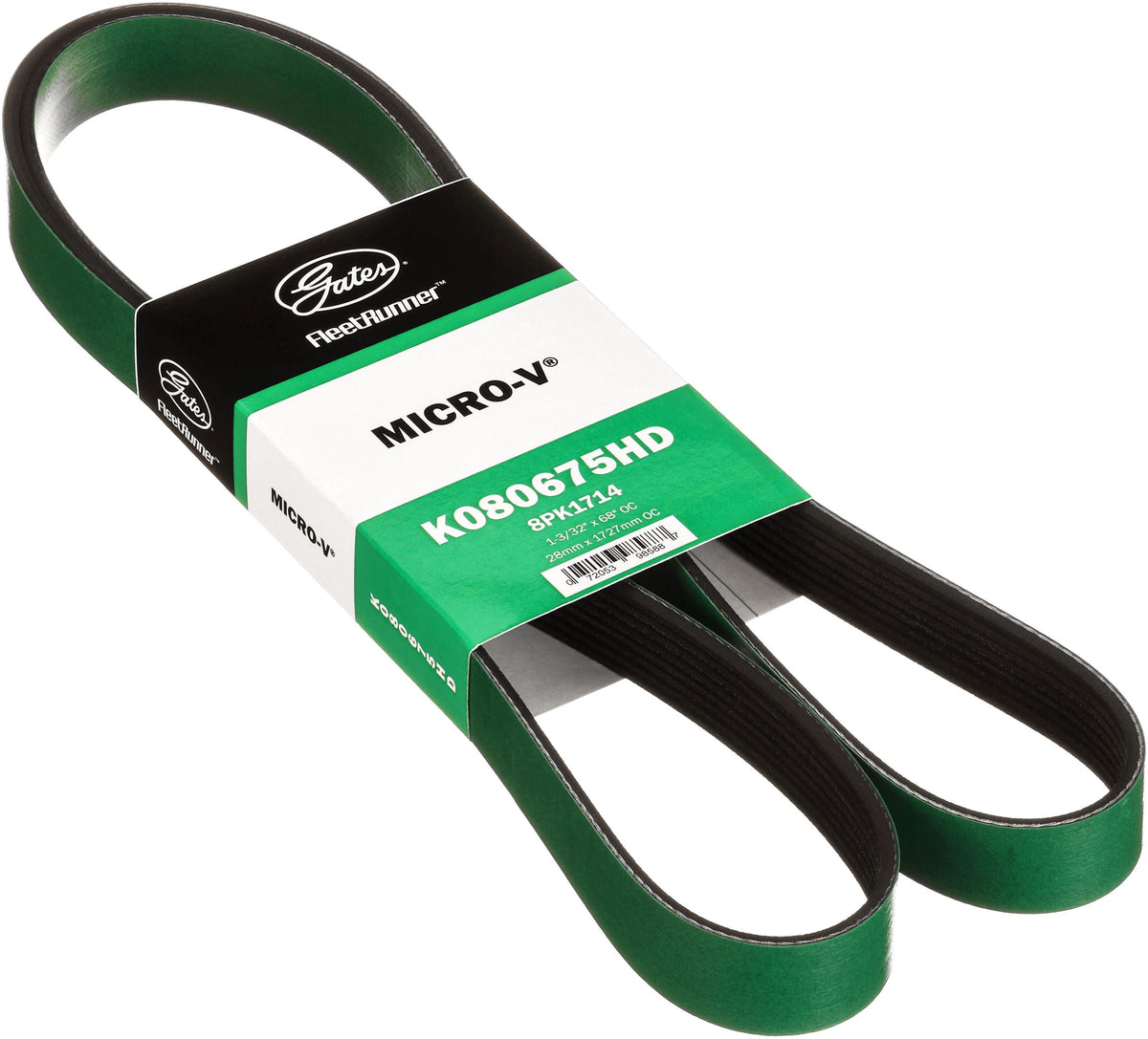 Gates K080675HD FleetRunner Micro-V Belt for Kenworth Freightliner Peterbilt White