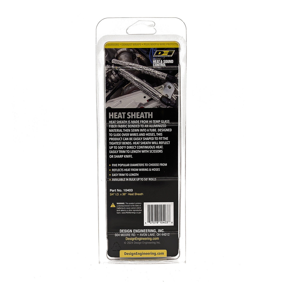 DEI Heat Sheath 3/4in x 3ft - Aluminized Sleeving - Sewn Edge