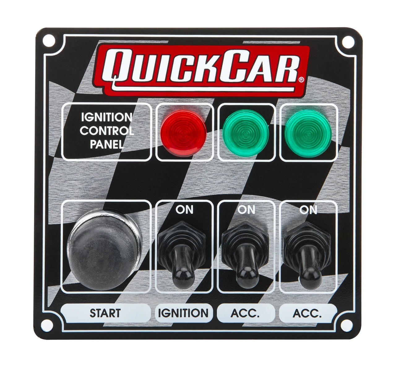 QuickCar Flag Plate, 3 Switches & 1 Button w/Lights