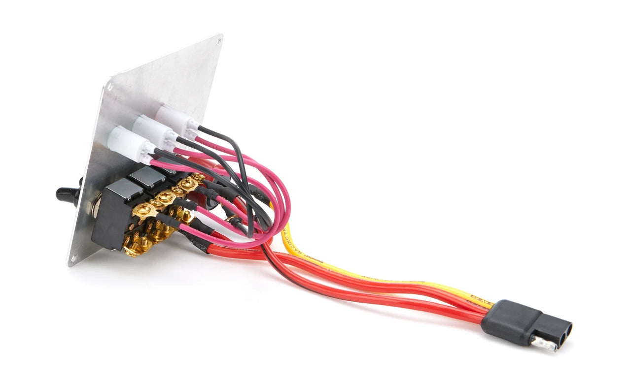 QuickCar Black Plate, 3 Switches & 1 Button w/Lights