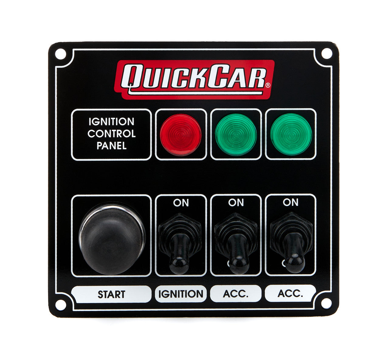 QuickCar Black Plate, 3 Switches & 1 Button w/Lights