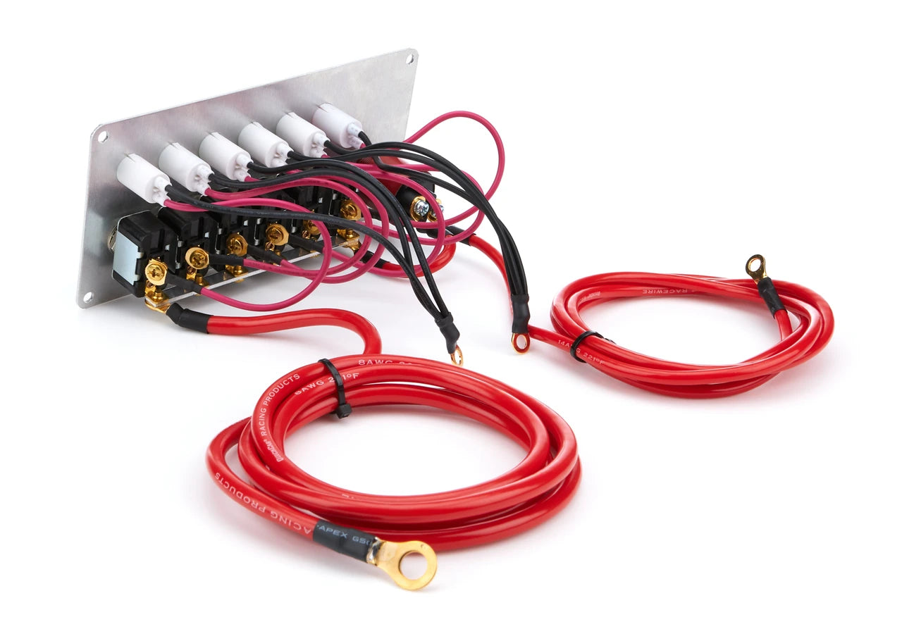 QuickCar Black Plate, 6 Switches & 1 Button w/Lights