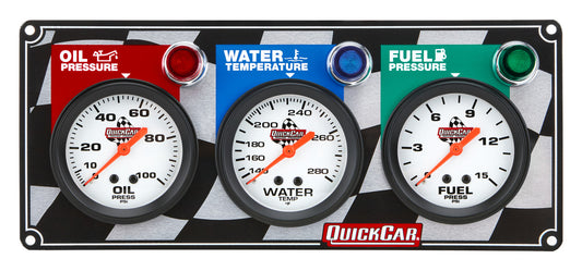 QuickCar Flag 3 Gauge Panel OP/WT/FP