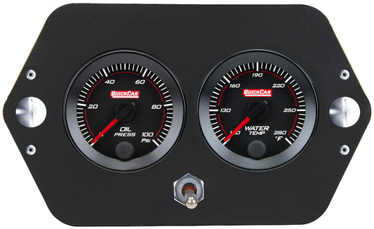 QuickCar Redline Gauge Panel - Sprint, Dzus Fasteners, Battery, Charger, 2-1/16" OP/WT