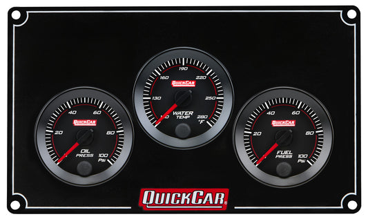 QuickCar RedLine Gauge Panel - Black Plate, OP/WT/FP100