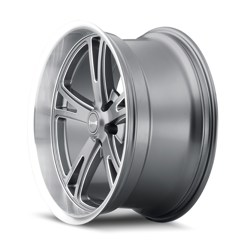 Ridler Wheels 606 17x7 5x120.65 0mm Grey with Milled Spokes and Diamond Lip Wheel 606-7761G