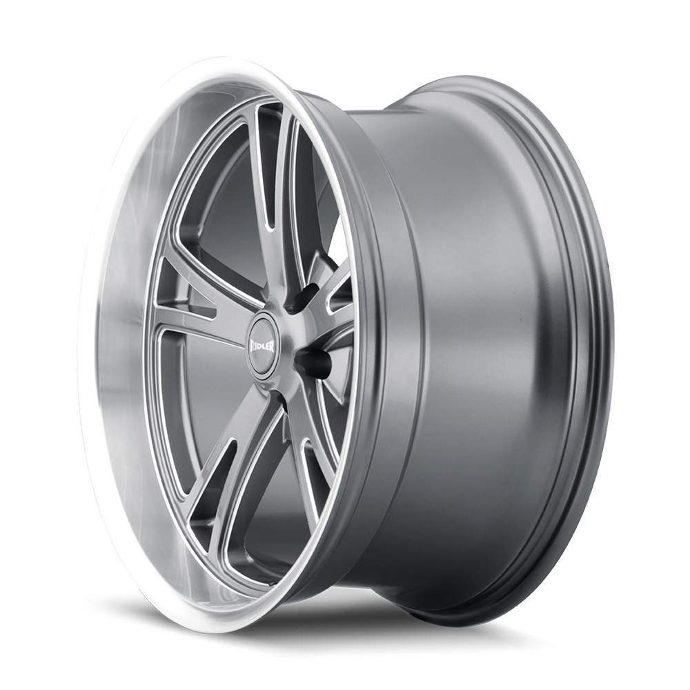 Ridler Wheels 606 17x7 5x114.3 0mm Grey with Milled Spokes and Diamond Lip Wheel 606-7765G