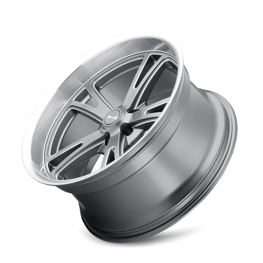 Ridler Wheels 606 17x7 5x114.3 0mm Grey with Milled Spokes and Diamond Lip Wheel 606-7765G