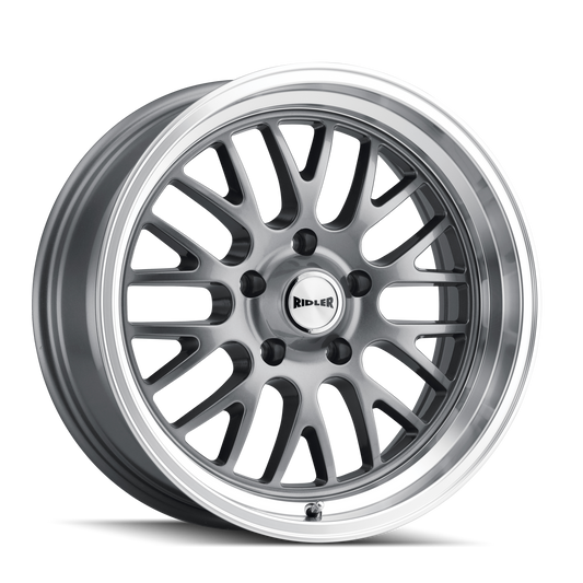 Ridler Wheels 607 18x8 5x120.65 0mm Grey with Machined Lip Wheel 607-8861G