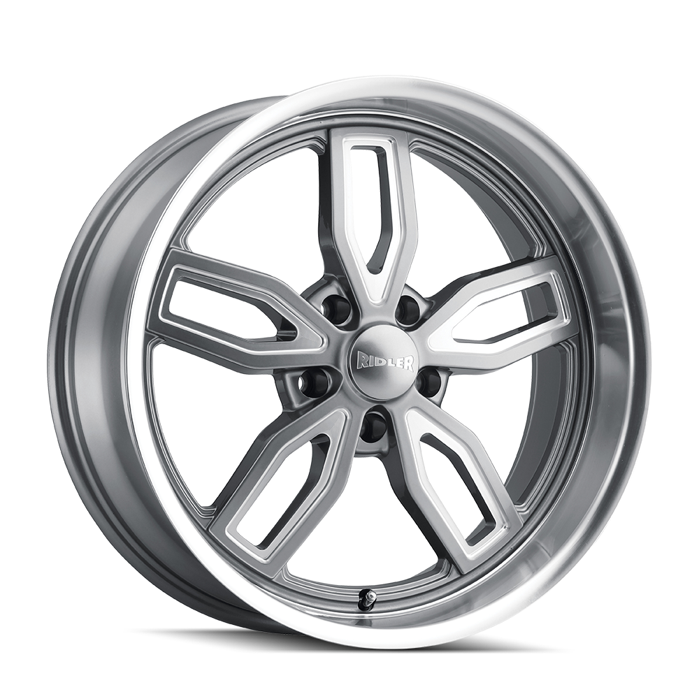 Ridler Wheels 608 18x8 5x127 0mm Grey with Milled Spokes and Diamond Lip Wheel 608-8873G