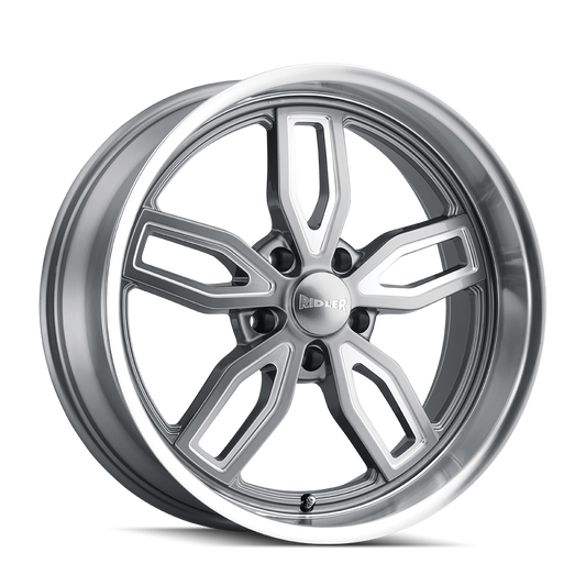 Ridler Wheels 608 18x8 5x127 0mm Grey with Milled Spokes and Diamond Lip Wheel 608-8873G