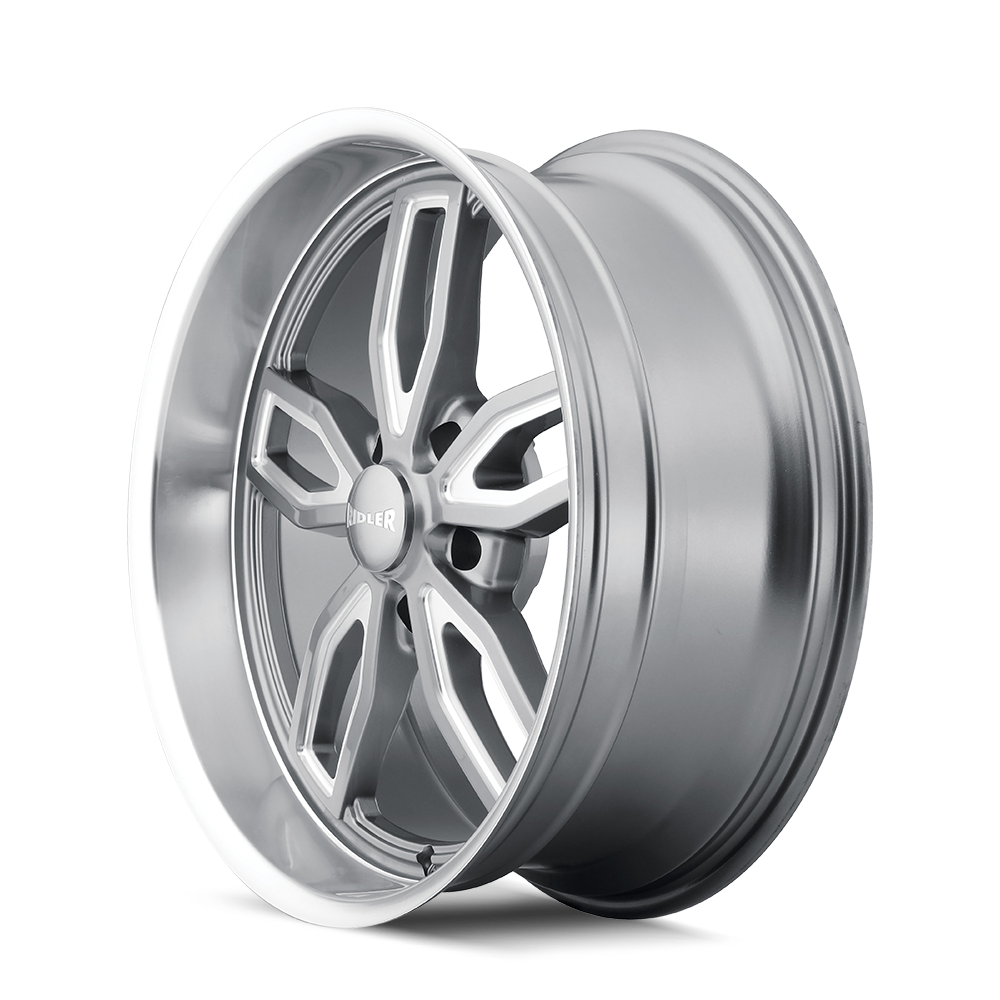 Ridler Wheels 608 18x8 5x127 0mm Grey with Milled Spokes and Diamond Lip Wheel 608-8873G