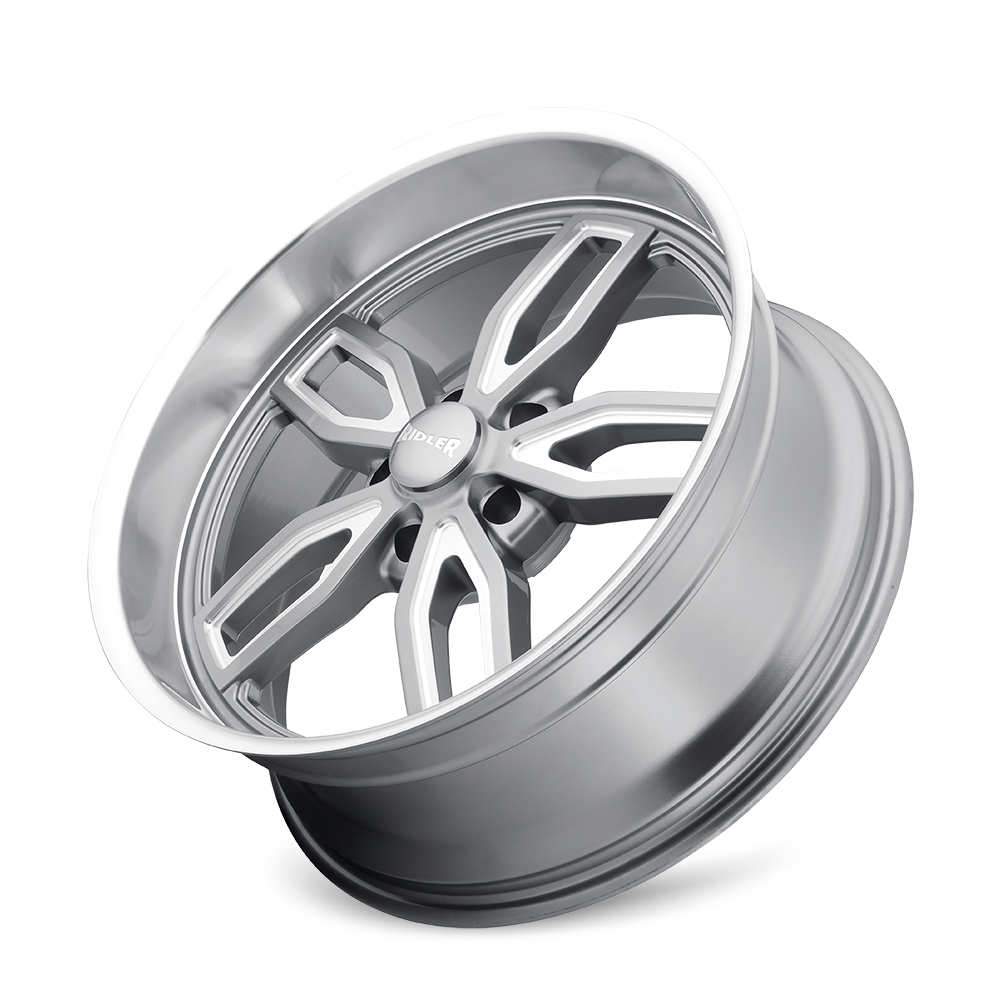 Ridler Wheels 608 18x8 5x114.3 0mm Grey with Milled Spokes and Diamond Lip Wheel 608-8865G