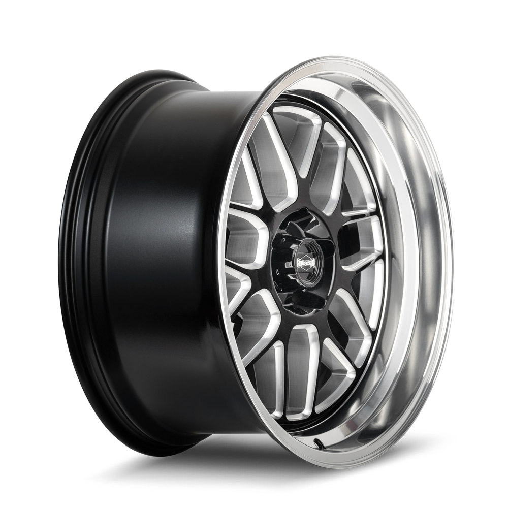 Ridler Wheels 611 17x8 5x114.3 0mm Gloss Black Milled with Diamond Cut Lip Wheel 611-7865GBMD