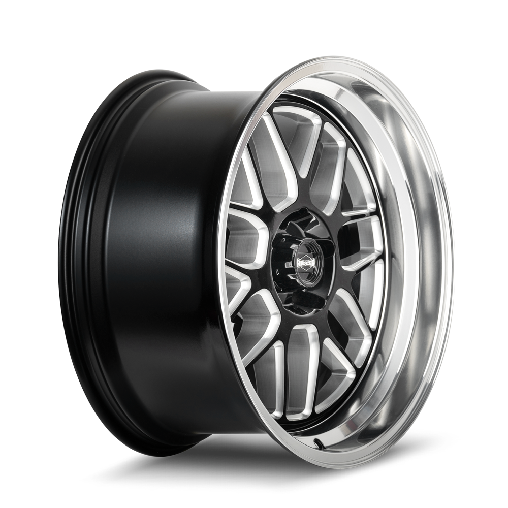 Ridler Wheels 611 17x7 5x120.65 0mm Gloss Black Milled with Diamond Cut Lip Wheel 611-7761GBMD