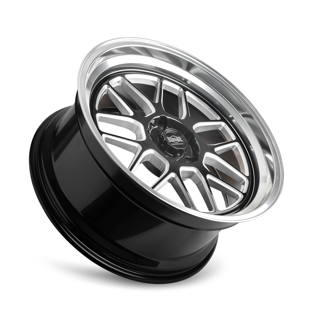 Ridler Wheels 611 18x8 5x114.3 0mm Gloss Black Milled with Diamond Cut Lip Wheel 611-8865GBMD