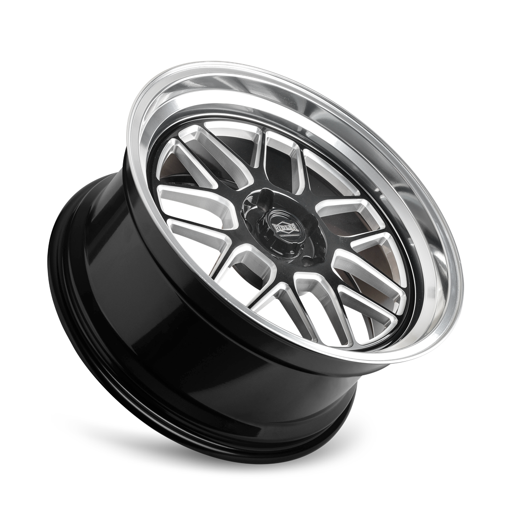 Ridler Wheels 611 17x7 5x120.65 0mm Gloss Black Milled with Diamond Cut Lip Wheel 611-7761GBMD