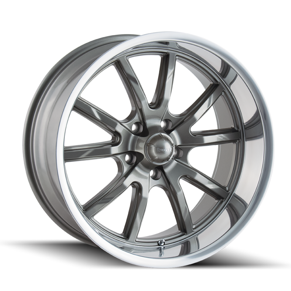 Ridler Wheels 650 17x7 5x120.65 0mm Grey with Polished Lip Wheel 650-7761G