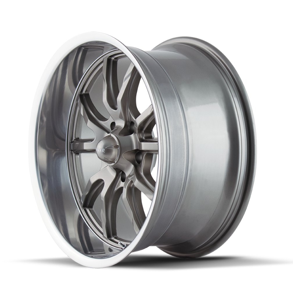 Ridler Wheels 650 17x7 5x120.65 0mm Grey with Polished Lip Wheel 650-7761G