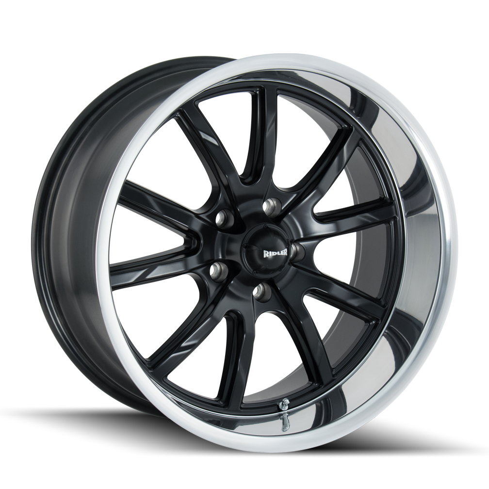 Ridler Wheels 650 17x7 5x120.65 0mm Matte Black with Polished Lip Wheel 650-7761MB