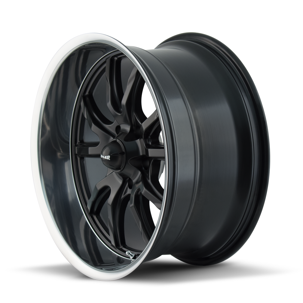 Ridler Wheels 650 17x7 5x120.65 0mm Matte Black with Polished Lip Wheel 650-7761MB