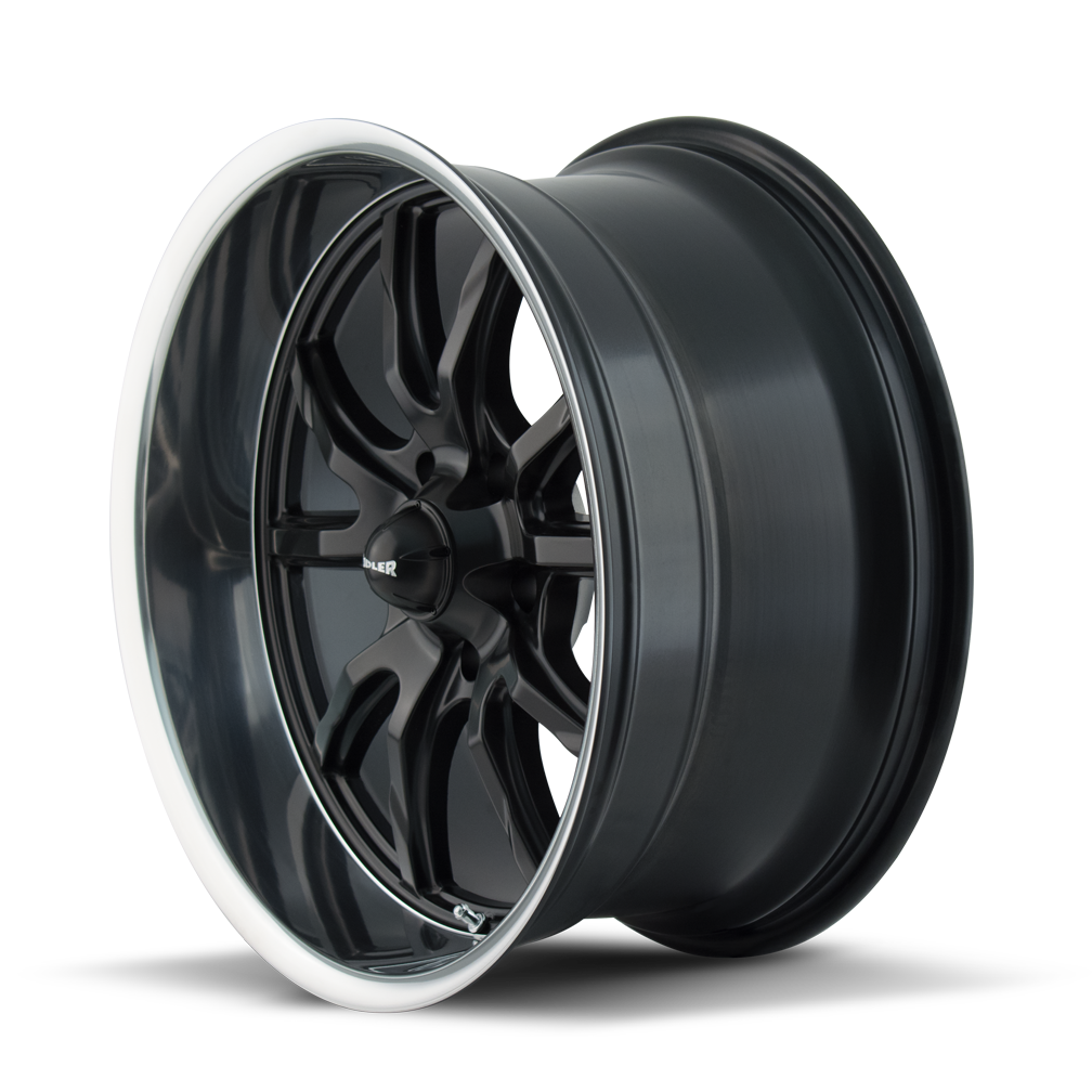 Ridler Wheels 650 17x7 5x114.3 0mm Matte Black with Polished Lip Wheel 650-7765MB