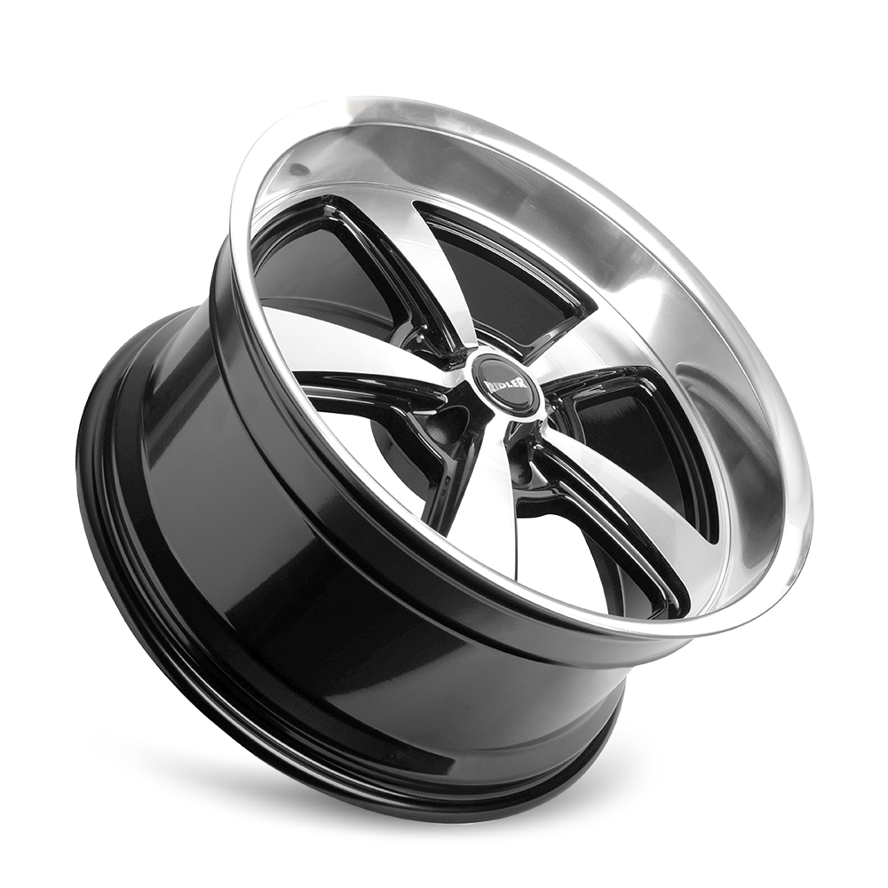 Ridler Wheels 652 17x7 5x114.3 0mm Gloss Black Milled with Diamond Cut Face and Lip Wheel 652-7765GBD