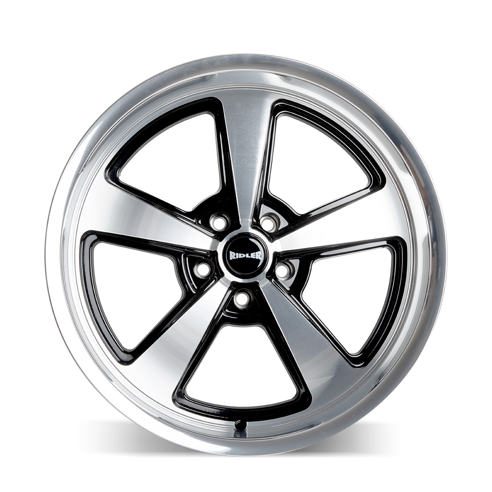 Ridler Wheels 652 17x7 5x120.65 0mm Gloss Black Milled with Diamond Cut Face and Lip Wheel 652-7761GBD