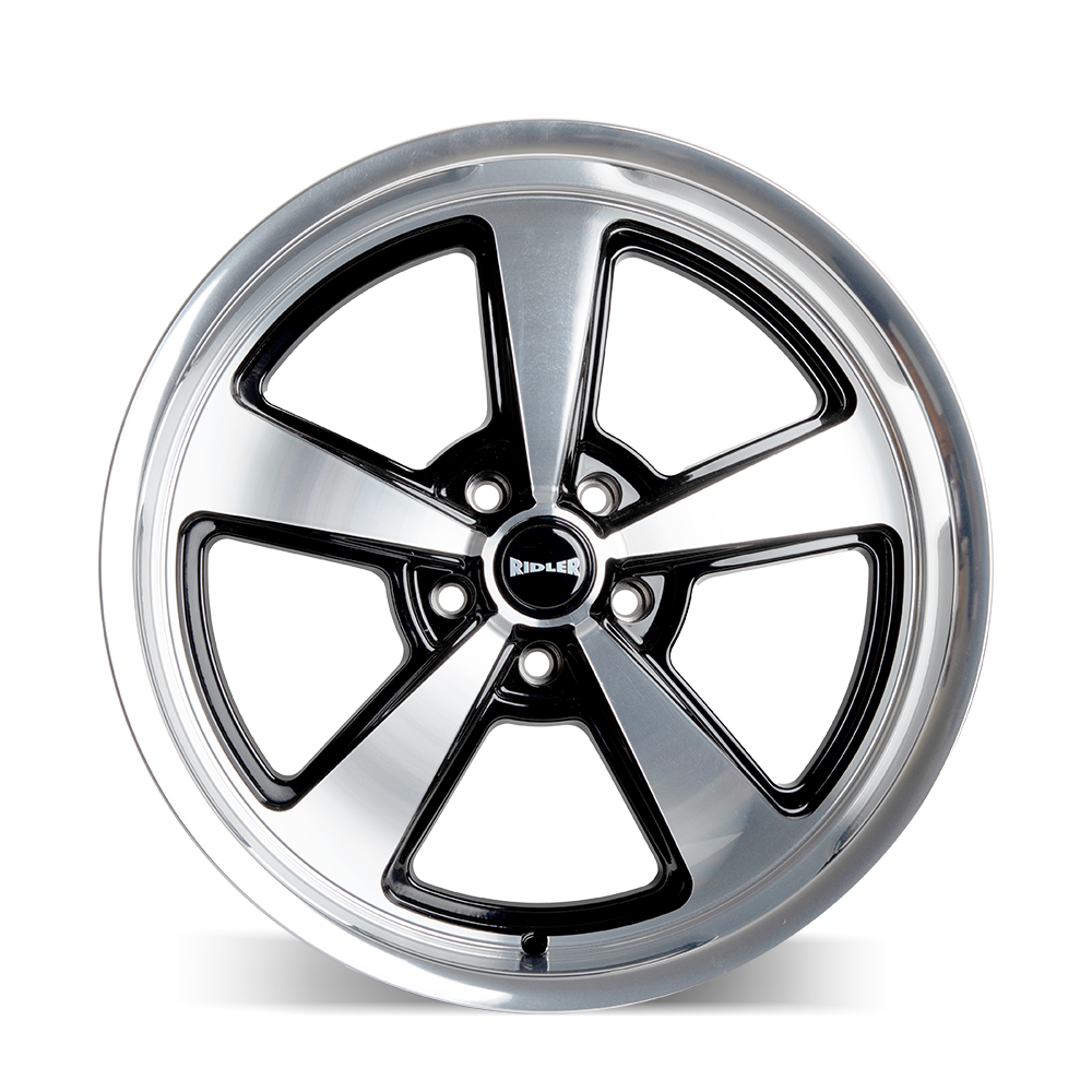 Ridler Wheels 652 17x7 5x114.3 0mm Gloss Black Milled with Diamond Cut Face and Lip Wheel 652-7765GBD