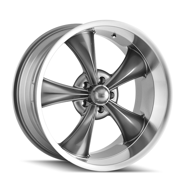 Ridler Wheels 695 18x8 5x120.65 0mm Gloss Grey with Machined Lip Wheel 695-8861G
