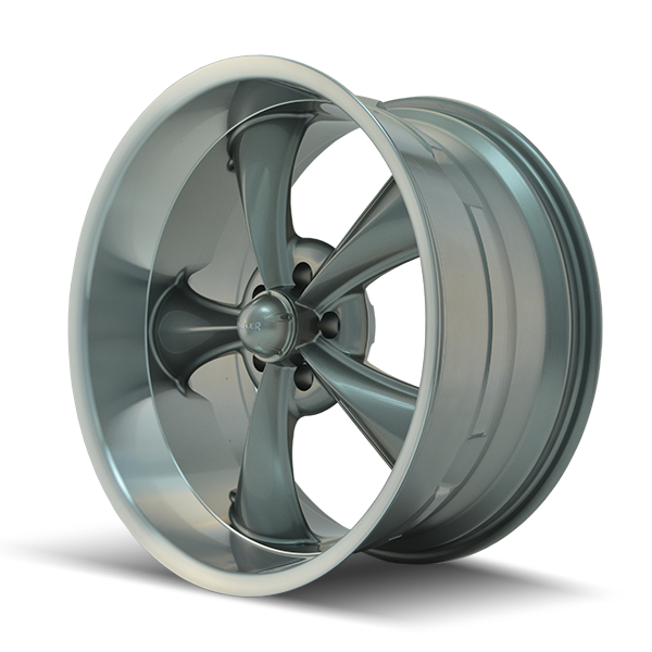 Ridler Wheels 695 17x7 5x120.65 0mm Gloss Grey with Machined Lip Wheel 695-7761G