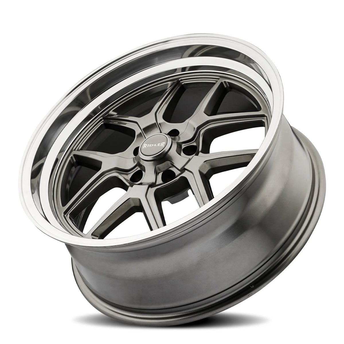 Ridler Wheels 610 17x7 5x120.65 0mm Grey with Polished Lip Wheel 610-7761G