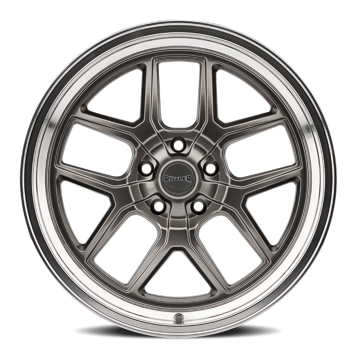 Ridler Wheels 610 17x7 5x120.65 0mm Grey with Polished Lip Wheel 610-7761G
